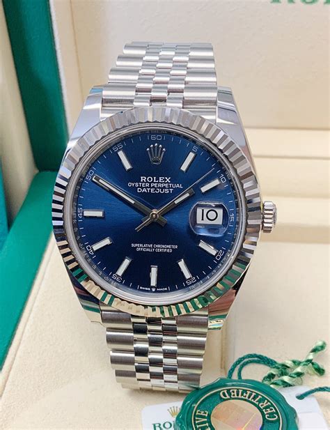 rolex datejust 41mm blue dial review|rolex datejust 41 smooth bezel.